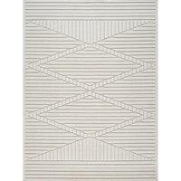 Livabliss In- & Outdoor 3D High & Low Pile Textured Mitsuko Area Rug in White | Size: 200 cm x 275 cm