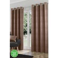 Enhanced Living Thermal Energy Saving Eyelet Curtain With Wave Pattern - Ideal For Living Room & Bedroom in Brown | Size: 229 cm width x 183 cm drop