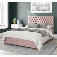 Aspire Nightingale Upholstered Ottoman Storage Bed, Pure Pastel Cotton Fabric in Rose | Size: Single