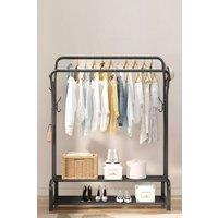 Living and Home Metal Clothes Rack Freestanding Y-shaped 2-Rod Cloak Rack Coat Hanger Garment Rack in Black