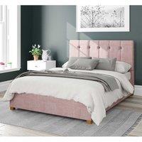 Aspire Hepburn Upholstered Ottoman Storage Bed, Pure Pastel Cotton Fabric in Rose | Size: Double