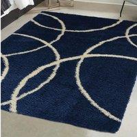 THE RUGS Snug Collection Shaggy Rugs Bubbles Design | I110A in Navy | Size: 120 cm x 170 cm