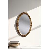Classic Rose Detailed Oval Wall Mirror Gold