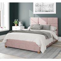 Aspire Caine Upholstered Ottoman Storage Bed, Pure Pastel Cotton Fabric in Rose | Size: Small Double