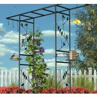 Marco Paul 2M Garden Arch, bird feeders hanging station & trellis in Black