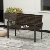 OUTSUNNY Rattan Garden Bench Loveseat with Quick-Drying Padding in Brown | Size: 2 Seater