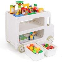 Gymax Kids Storage Organizer 2 in 1 Car Shaped Toy Cabinet w/Storage in Light Green