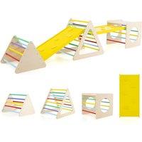 Gymax Set of 5 Toddler Triangle Climber 6-in-1 Toddler Wooden Toys | Size: 5 Pack
