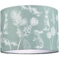 Happy Homewares Woodland Theme Sage Olive Green Cotton Shade with Hares & Thistle Floral Decor | Size: 10 inches