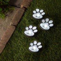 Marco Paul 4 Pack of White Solar Powered Paw Print Stake Lights 9cm in Black