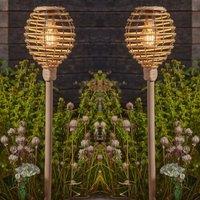 Marco Paul 2pck Large Solar Rattan Stake Lights in Beige