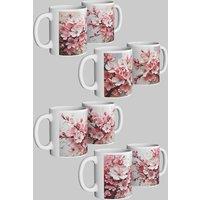Simply Stunning Mugs Cherry Blossom Ceramic Mug Set of 4 Enchanting Gift for Loved Ones in White