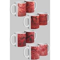 Simply Stunning Mugs Red Cherry Blossom Mug Set of 4 - Luxury Gift in White