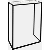OHS Marble End Table Living Room Console Bedroom Side Nightstand Metal in White