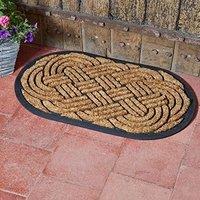 Marco Paul Tan Coir Oval Celtic Knot Nonslip Doormat 45x75cm in Brown | Size: Medium