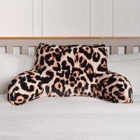 OHS Leopard Cushion Reading Pillow Plush Plump Padded Soft Arms Lumbar Chair Support in Natural