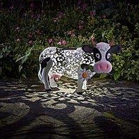 Marco Paul 26cm White Metal Solar Silhouette Cow Ornament