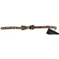 Leopard Print Silk Bow Tie - Brown