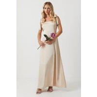 Oasis Women's Petite Satin Tie Shoulder Midi Bridesmaid Dress in Champagne | Size: 18