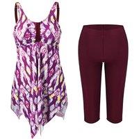 Stylish Print Two-Piece Tankini Swimsuit