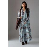 Petite Premium Raw Edge Georgette Tiered Maxi Dress