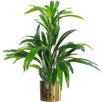 Leaf Artificial 65cm Large Bamboo Shrub Plant with Gold Planter in Green