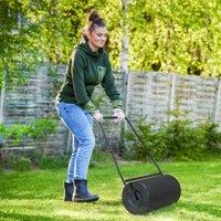 DURHAND Heavy Duty Garden Lawn Roller Push Tow Water Sand Filled 46L in Black