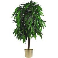 Leaf 120cm Large Artificial Mango Tree Plant with Planter in Green