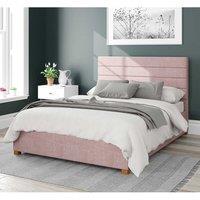 Aspire Kelly Upholstered Ottoman Storage Bed, Pure Pastel Cotton Fabric in Rose | Size: King