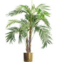 Leaf 120cm Premium Artificial palm tree with pot with Gold Planter in Green