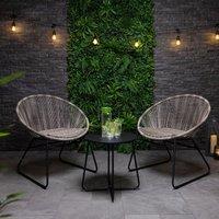 Charles Bentley Zanzibar Tea for Two Bistro Set Grey Cafe 2 Chairs & Table