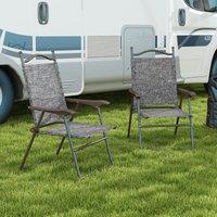 OUTSUNNY Folding Chairs Set w/ Armrest, Breathable Mesh Fabric Seat in Grey | Size: 2 Pack