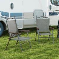 OUTSUNNY Folding Chairs Set w/ Armrest, Breathable Mesh Fabric Seat in Dark Grey | Size: 2 Pack