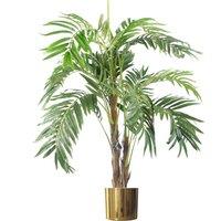 Leaf 120cm Realistic Artificial palm tree with pot with Gold Planter in Green
