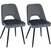 Gymax Dining Chair Set of 2 Upholstered Living Room Chair Adjustable Foot Pads in Grey | Size: 2 Pack