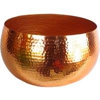 Leaf XL Metal Bowl Planter 32 x 20cm Hammered Copper Colour - Straight Edge | Size: 32 x 20 cm