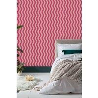 Envy Making Waves Raspberry & Tangerine Pink Stripe Wallpaper | Size: 10000mm x 520mm