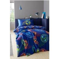 Catherine Lansfield 'Bright Football' Reversible Duvet Cover Set in Navy | Size: Double