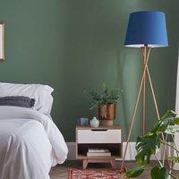 ValueLights Camden Copper Metal Tripod Floor Lamp & Navy Blue Tapered Lamp Shade in Dark Navy