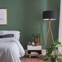 ValueLights Camden Copper Metal Tripod Floor Lamp with Black Drum Lamp Shade