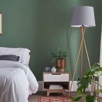 ValueLights Camden Copper Metal Tripod Floor Lamp with Grey Tapered Lamp Shade