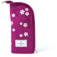The Flat Lay Co Brush Holder in Embroidered Daisy Plum Velvet