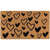 Eco-Friendly Latex Backed Coir Entrance Doormat, 40x70cm - Hearts
