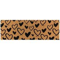 Eco-Friendly Latex Backed Coir Entrance Doormat Runner, 40x120cm - Hearts