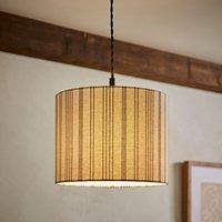 ValueLights Hallie Natural Linen Stripe Detail Drum Ceiling Pendant Lamp Shade | Size: Large