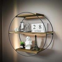 Rafaelo Mobilia Industrial Wooden 3 Tier Round Floating Shelf in Brown