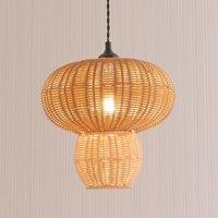 ValueLights Portobello Natural Rattan Mushroom Easy Fit Ceiling Lamp Shade with LED Bulb