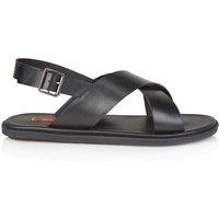 Silver Street London Men's Croydon Casual Premium Leather Sandals in Black | Size: 11