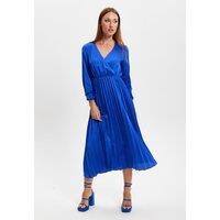 Liquorish Women's Royal Blue Midi Dress With Pleat Details | Size: 12