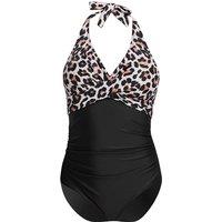 MODISHION Women's Stylish Halter Neck One-Piece Swimsuit in Brown | Size: 2XL